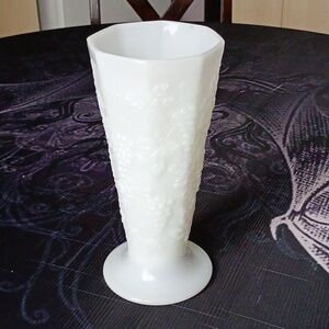 Vintage Milk Glass Textured Vase
